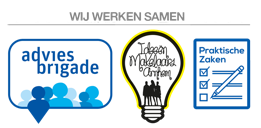 Wij werken samen met de AdviesBrigade, Ideeënmakelaars Arnhem, en Praktische Zaken.